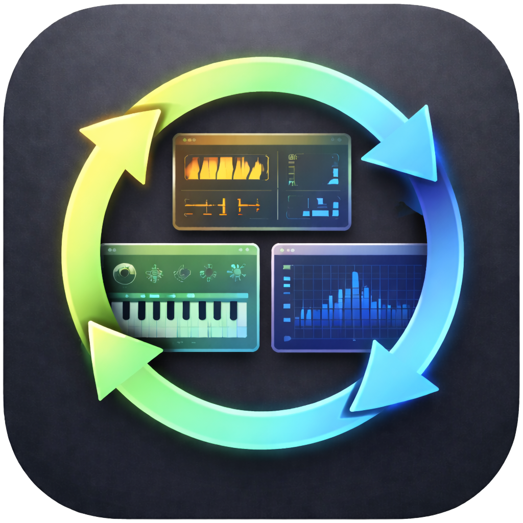 RecallDock app icon - Restore VST and AU plugin window positions and visibility in Ableton Live. RecallDock brings your pl...